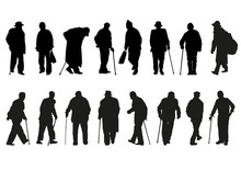Silhouettes Of Older Men In Different Movements