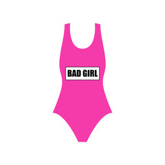 Wall Mural - Pink Swimsuit. Swimwear, bikini. Beach fashion. Women clothes. Vector
