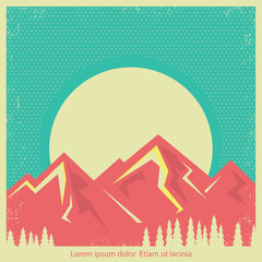 Wall Mural - Mountains landscape retro background for text