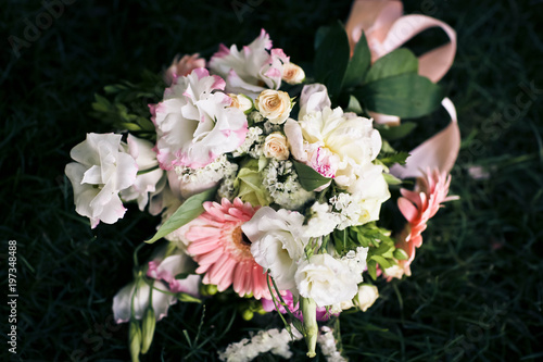 Zdjęcie XXL kwiat, bukiet, róża, kwiaty, różowy, ślub, róże, biały, kwiatowy, miłość, natura, uroda, zielony, kwiat, oblubienica, ogród, bukiet, panna młoda, dekoracja, wiosna, na białym tle, romantyczny, roślina, płatek