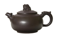 Chinese Clay Teapot Isolated Over The White Background.