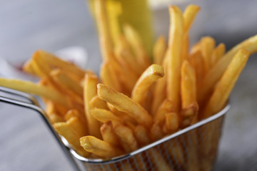 Canvas Print - french fries in a metal basket