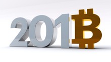3D Illustration Of Bitcoin Year 2018
