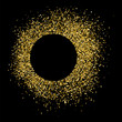 Gold frame glitter texture isolated on black. 