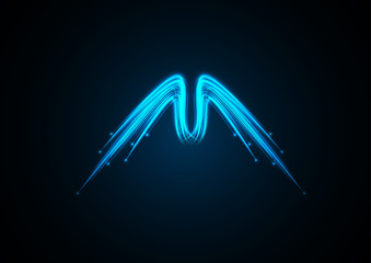 Wall Mural - blue branched neon angel wings