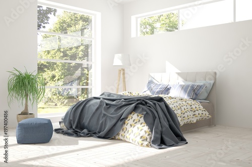 Inspiration Of White Minimalist Bedroom With Summer