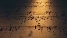 Atmospheric Music Background With Notes On Old Brown Paper