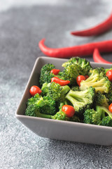 Sticker - Bowl of broccoli and chili stir-fry