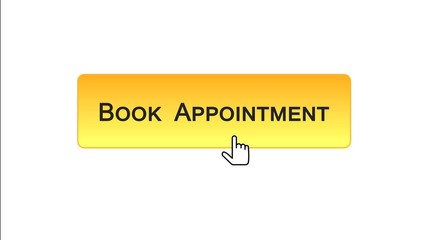 Wall Mural - Book appointment web interface button clicked with mouse, orange color, calendar