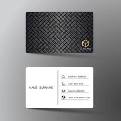 Modern business card template design. With inspiration from the abstract. Contact for company. Two sided black and white on the gray background. Vector illustration.