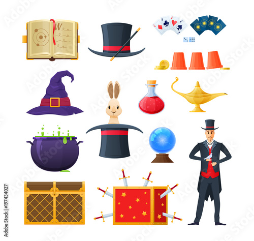 Cuadros en Lienzo Concept magic, clothing, potions, tools and accessories