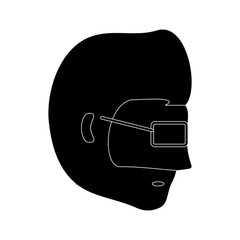 avatar man face with glasses icon over white background, vector illustration