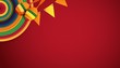 Mexican holiday background. Sombrero, macaras on red background. Top view. Vector illustration