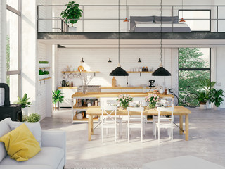 modern loft apartment. 3d rendering