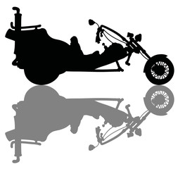 Wall Mural - The black silhouette of a heavy motor tricycle