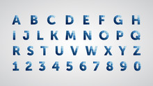 English Font From Abstract Pixel Square Elements In The Form Of A Mosaic, Letters Of The Alphabet