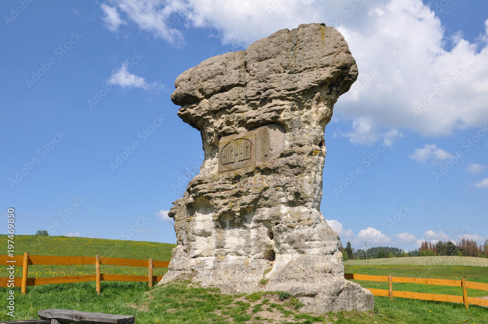 Sandstone rock Diabelska Maczuga near Kamienna Góra, Lower Silesia, Poland - obrazy, fototapety, plakaty 