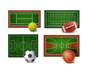 Set of sports grounds and equipment