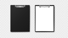 Empty Paper Holder And Clipboard With A4 Paper Stack. Isolated On Tansparent Background Vector Template