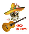 Cinco de Mayo emblem design with lettering, sombrero and guitar - symbols of holiday. Isolated Vector illustration. vector