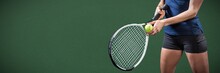 Composite Image Of Tennis Player Holding A Racquet Ready To