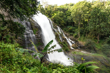 giant waterfall in deep forest