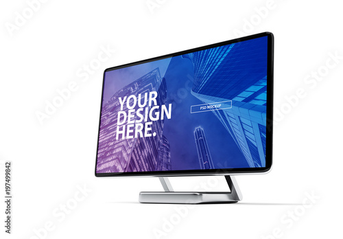 Download Side View Monitor Mockup on White Background Stock ...