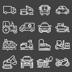 Sticker - Vector white vehicles icons set