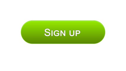 Sign up web interface button green color, program authorization, password