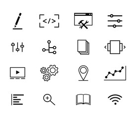 Collection of icons, online business and progress concept, web symbols