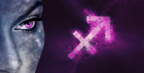 sagittarius zodiac sign. night sky astrology women