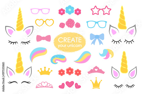 Create your own unicorn - big vector collection Canvas-taulu