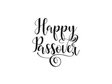 Happy Passover. Traditional Jewish Holiday Handwritten Text, Vector Illustration For Greeting Cards, Banners, Graphic Design.