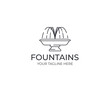 Water jet fountain logo template. Linear fountain silhouette vector design. Water splash logotype