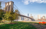 Brooklyn Bridge and Manhattan skyline as seen from Brooklyn Bridge Park, New York City - NY -USA