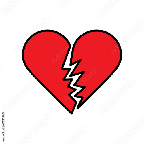 Red Broken Heart With Black Outline Isolated Stock Vector Adobe Stock