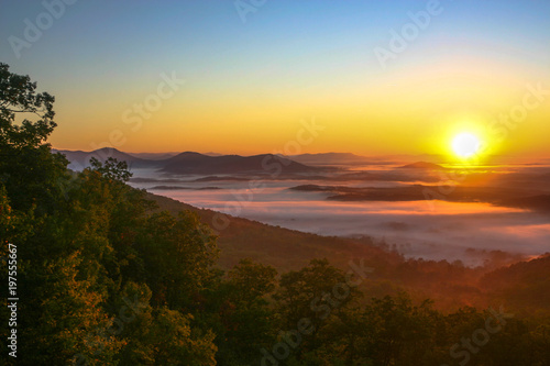 Sunrise From A Mountain Cabin In Lake Lure North Carolina In