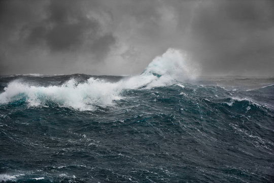 Fototapete - sea wave in atlantic ocean during storm