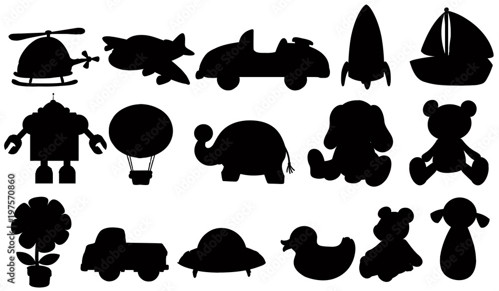 Silhouette set of toys Stock Vector | Adobe Stock
