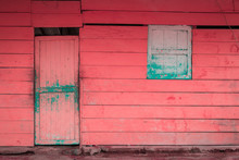 Front Of Old Wooden House - Pink, Vintage Wooden Hut