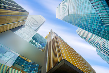 The front square of the modern office building in Shanghai financial district