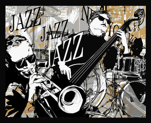 Wall Mural - Jazz band on a grunge background