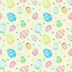 Wall Mural - Easter eggs - decorated eggs vector seamless pattern in pastel colors. Background template