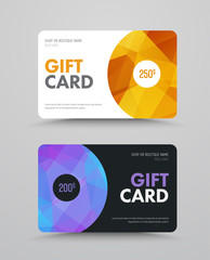 Wall Mural - template of a white and black gift card with polygonal abstract elements and a semicircle.