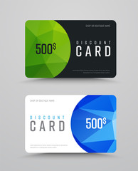 Wall Mural - set of vector gift cards with semi-circular and polygonal colored design elements.