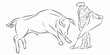 illustration of matador and bull , vector draw