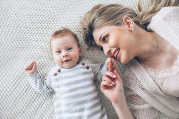 Wall Mural - Mom with her 2 month old baby