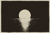 Fototapeta Zachód słońca - Sunset at the night sea on coast.Vector illustration