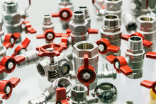 Fittings And Valve, Pipes And Adapters. Plumbing Fixtures And Piping Parts