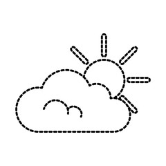 Sticker - cloud weather with sun vector illustration design